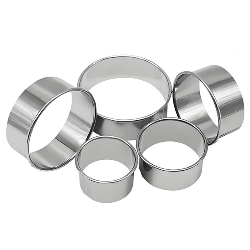 ABWR-Conjunto de cortadores de biscoitos redondos, 6 cortadores de biscoitos de aço inoxidável, ferramentas de cozimento para pastelaria, donuts, fondant