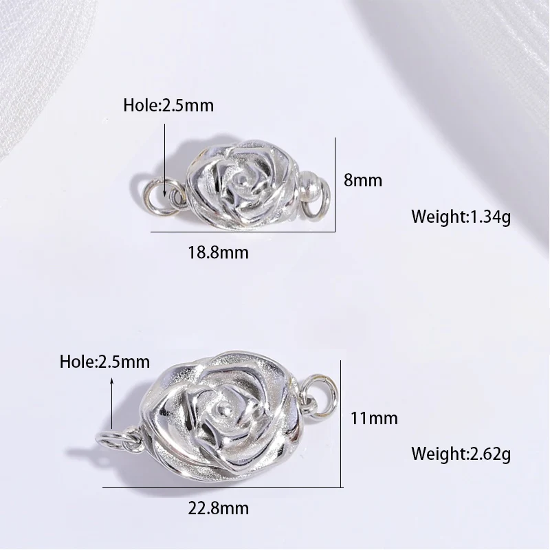 S925 فضة روز البتلة مشبك DIY صنع المجوهرات مغلقة ربط قضيب المفاجئة زر SK105