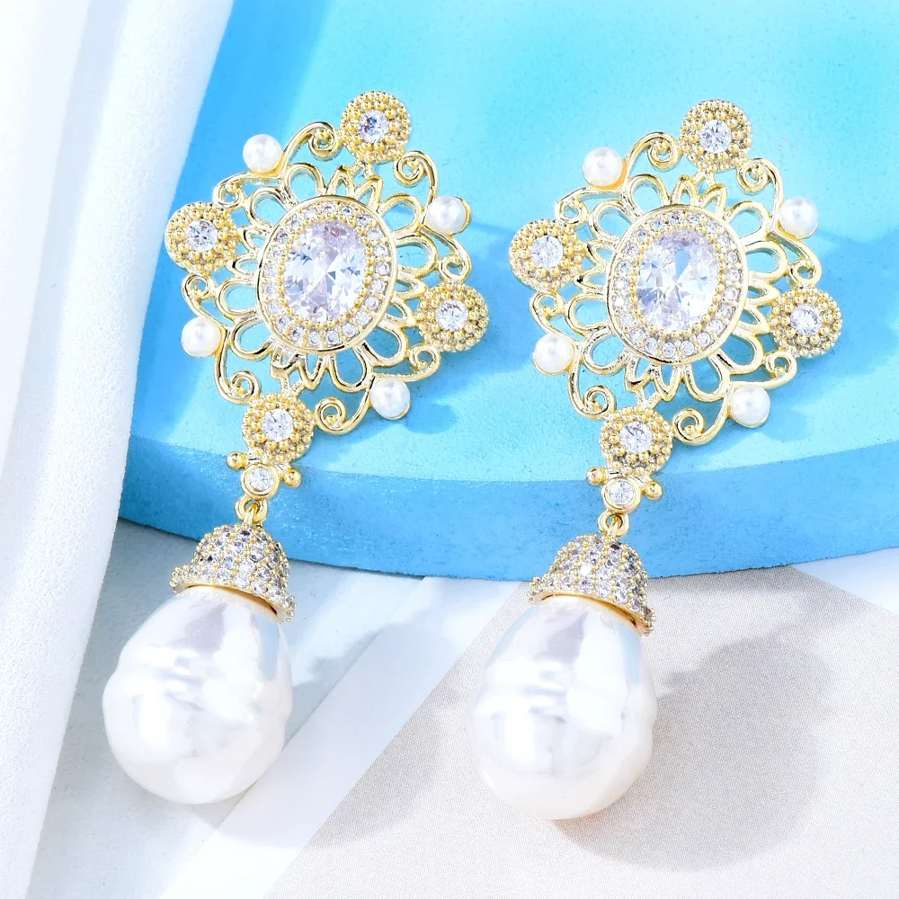 Missvikki Boho Charm Ins Style أقراط متدلية من اللؤلؤ الطبيعي للنساء لحفلات الزفاف وحفلات الزفاف مجوهرات صيفية أصلية للسيدات