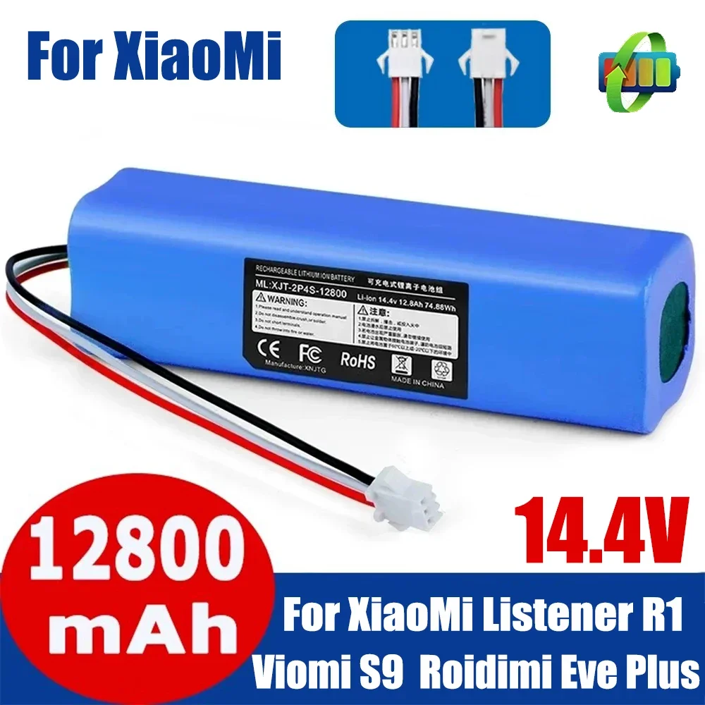 100% Original For XiaoMi Viomi S9 Lydsto R1 Roidmi Eve Plus 14.4V lithium battery 2P4S 5200mAh 6500mAh 7800mAh 9800mAh 12800mAh