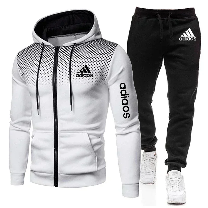 Nuovo set di felpe con cappuccio da uomo, autunno e inverno sport per il tempo libero all\'aperto abbigliamento fitness giacca da corsa con cerniera