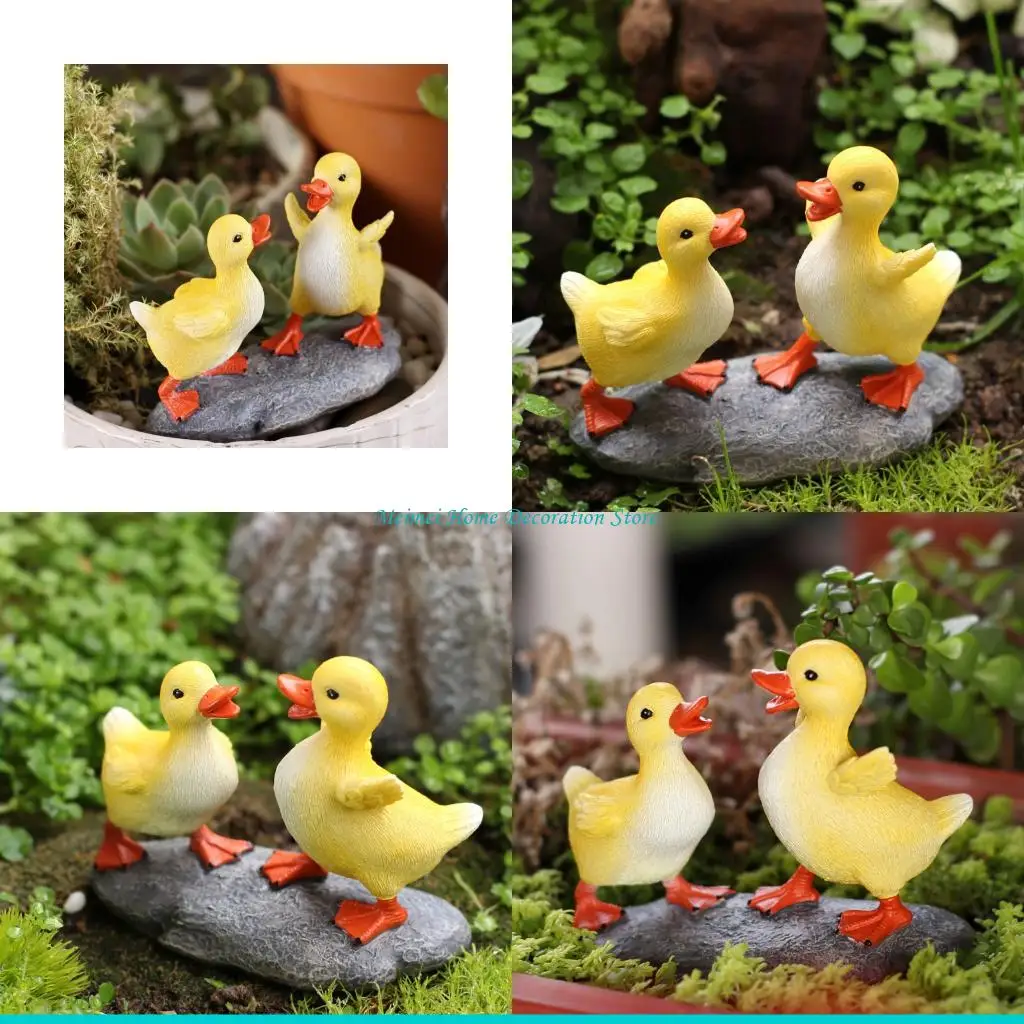 H7BF – décoration canard capricieuse en résine, ajoute une touche amusante parterre fleurs aux étagères, Statue