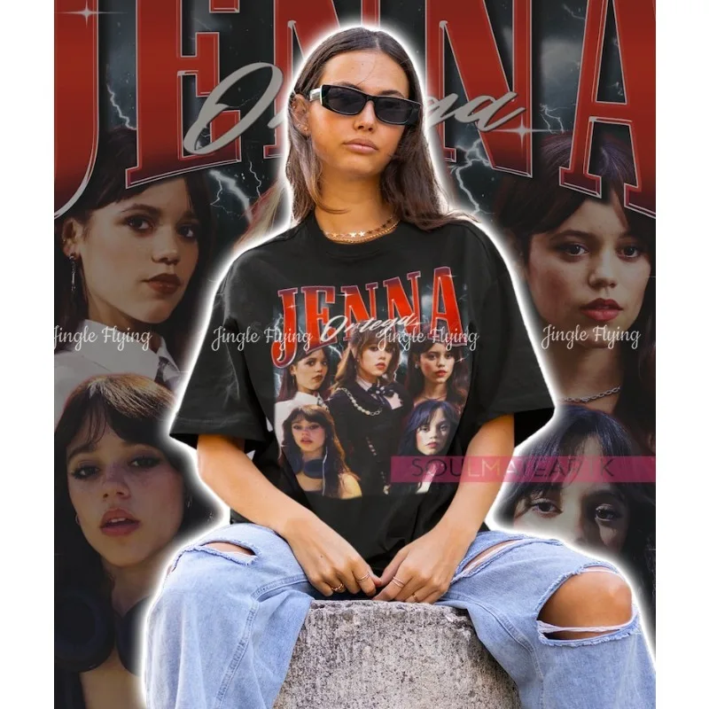 تي شيرت ريترو قميص خمر التي شيرت جينا أورتيجا سترة 90s المحملة #1