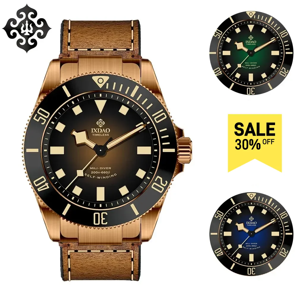 

New IXDAO Limited Edition 39mm Bronze Diver Watch Fashion Luxury Sapphire PT5000 Automatic Mechanical Watch BGW-9 Waterproof 200