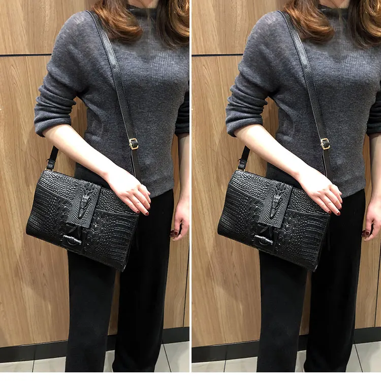 Vintage Crocodile women Clutches PU leather Shoulder bag for female Crossbody bags Brand design Ladies envelope clutch bolsas