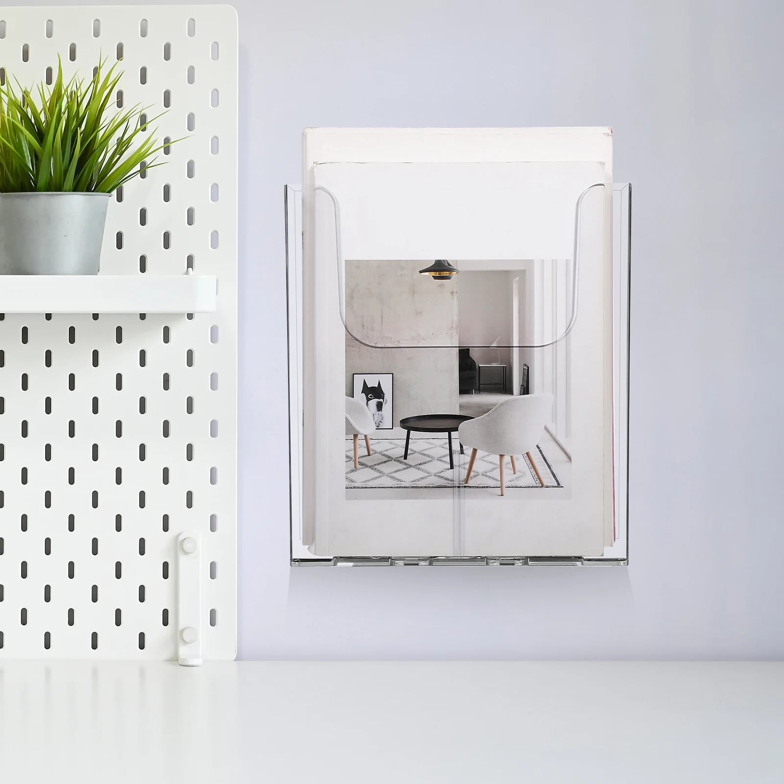 

2 Pcs Magazine Holder Wall Mounted File Rack Blueprint Storage Organizer Display Hanging Folders Transparent Literature Work