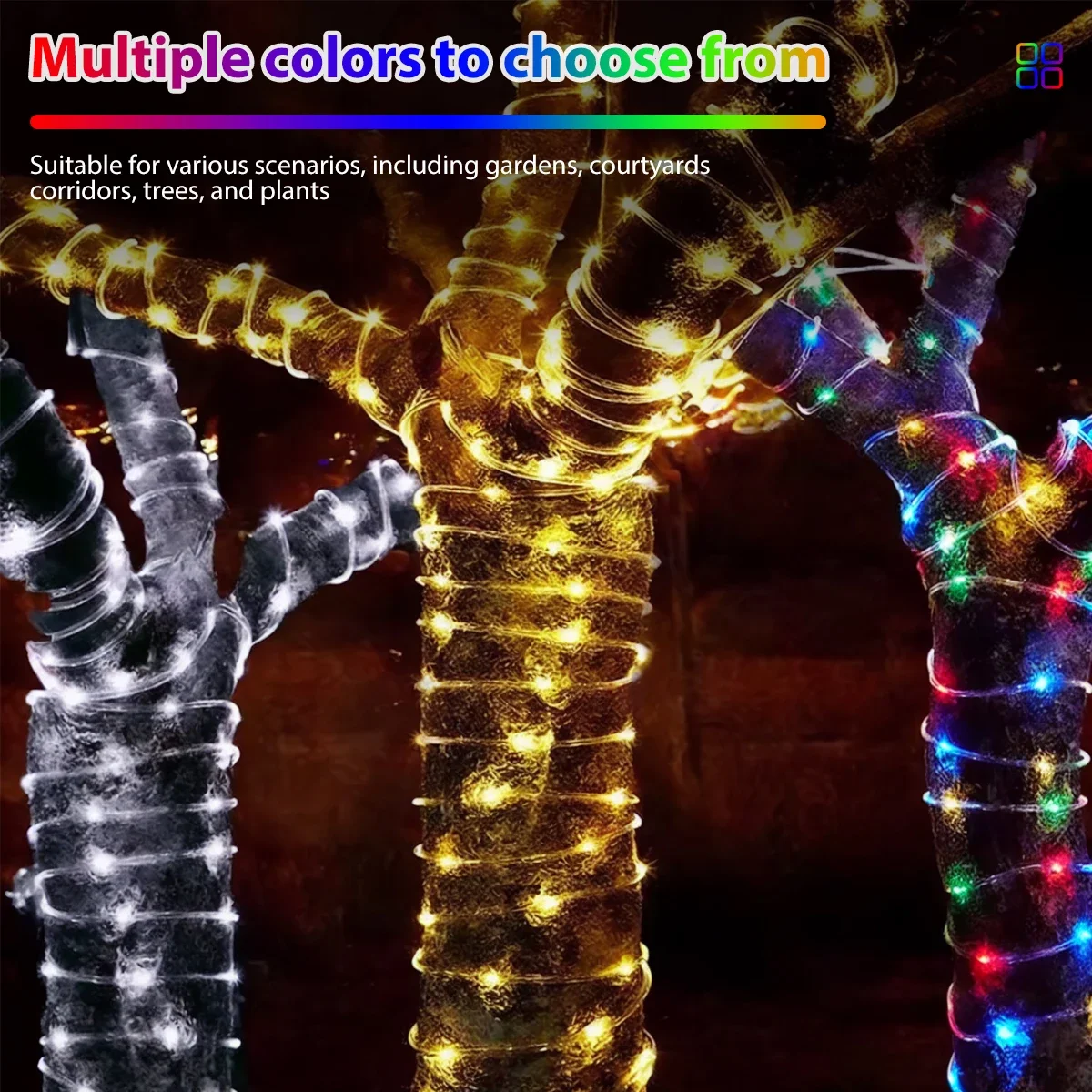 50/100/200 LEDSD Solar Rope Lights 8 Modes Outdoor Waterproof Clear Tube String Light for Garden Wedding Christmas Holiday Decor