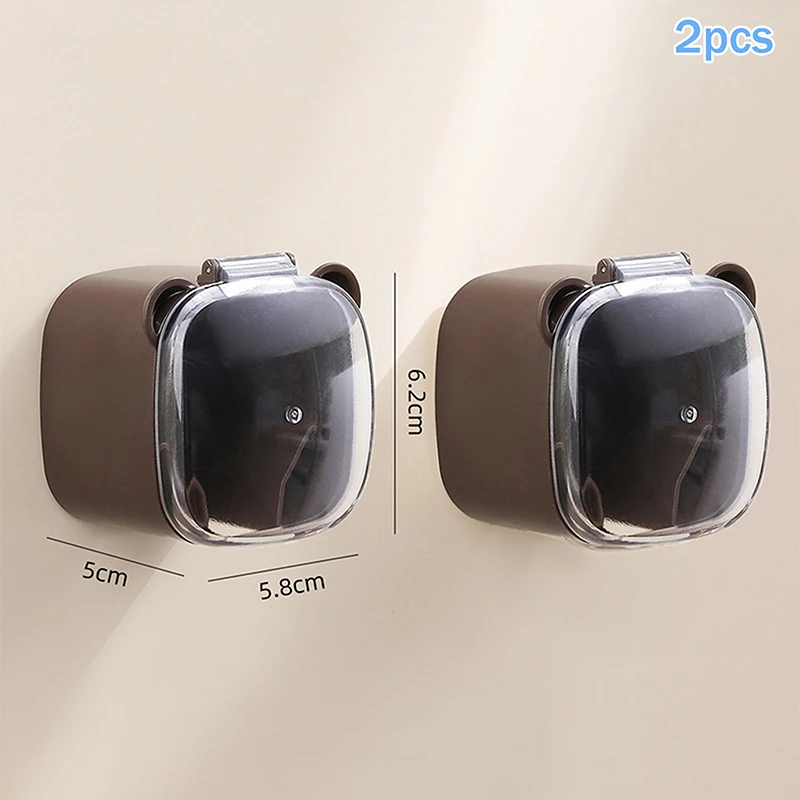 2pcs Wall-mounted Plug Hook With Cover, No Drilling Required, Waterproof And Dustproof Storage Box For Securing Plugs.