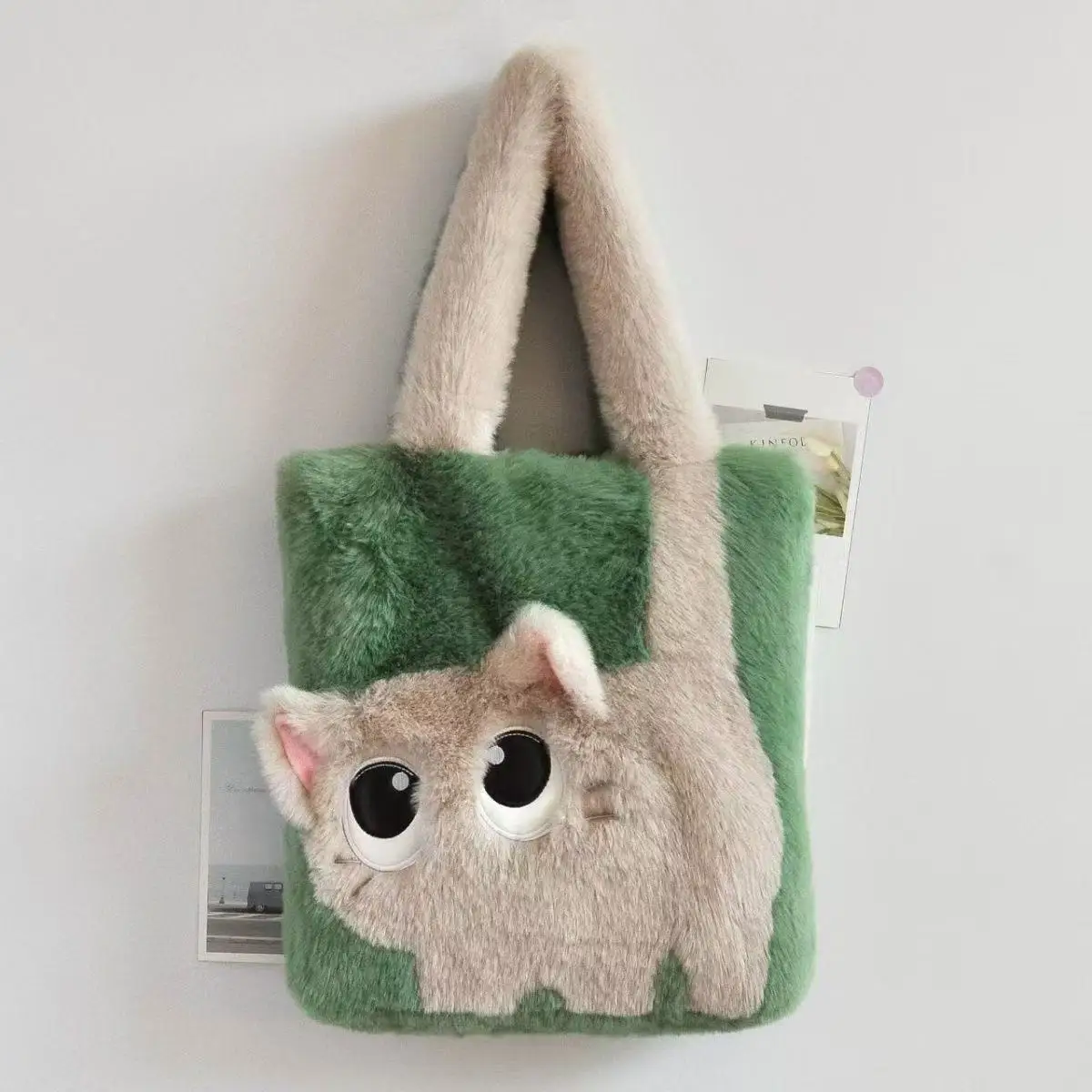 

New Cute Plush Animal Tote Bag Girls Large Capacity Cosmetic Lipsticks Storage Bag Kawaii Ladies Commute Shoulder Handbag Gifts