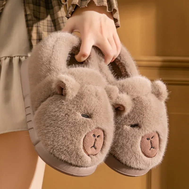 2024 Winter New Children's Cotton Slippers With Wedge Women's Baby Cute Plush Home Shoes Men's Warm Cotton Shoes Women's