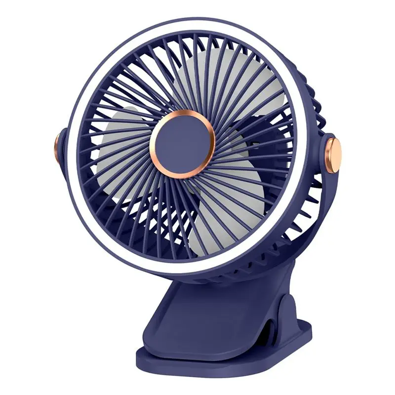 ABIY Vertical Wall-Mounted Clip On Rechargeable Fan With LED Lights Clip-Type Small Desk Fan Desktop USB Fan Portable