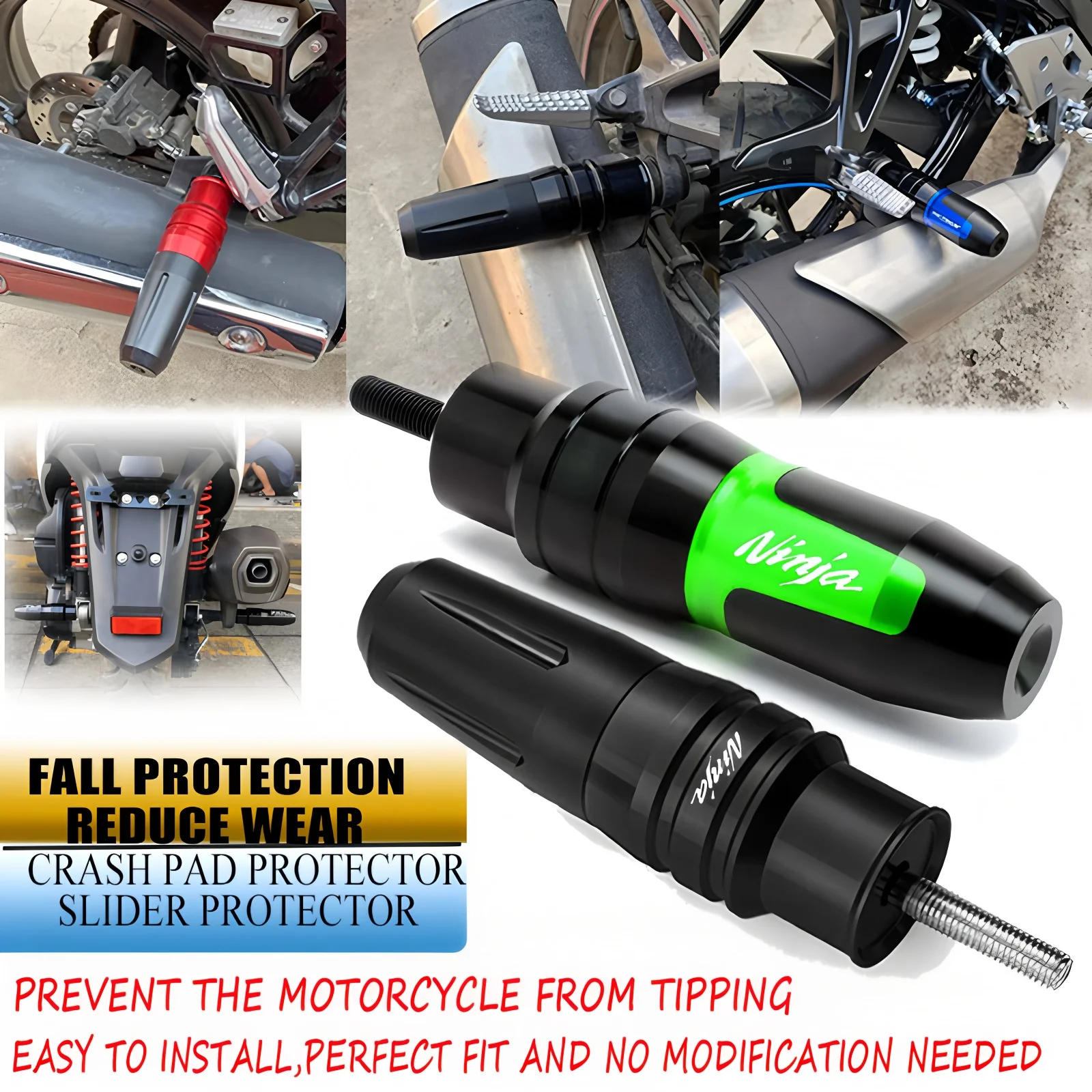 For NINJA ZX6R ZX10R ZX-4R ZX-4RR ZX-6R ZX-10R ZX-12R ZX-14R Motorcycle CNC Exhaust Frame Sliders Crash Pads Falling Protector