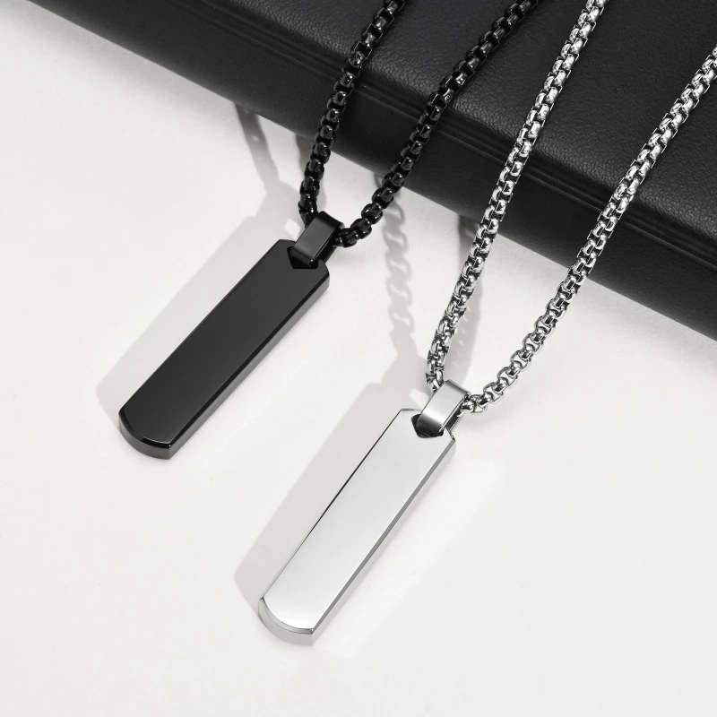 Dreidimensionale rechteckige geometrische Anhänger aus Edelstahl für Herren, personalisierte Mode-Halsketten, Boutique-Schmuck – Detail 8