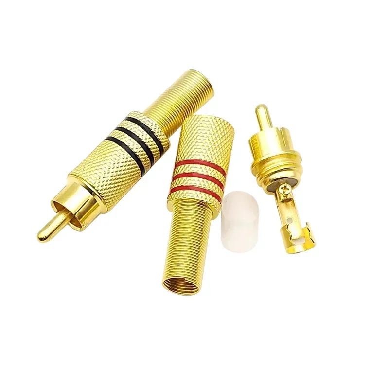 5/20/100PCS RCA Male Metal Spring Jack Plug Connector AV Plugs For PC Audio Vedio Welding DIY Parts Gold Red Black