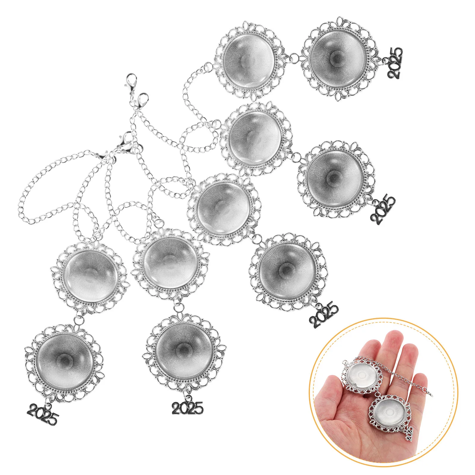 5Pcs Graduation Cap Tassel Pendant DIY Photo Charm Vintage Metal Blank Bezel Tray Memorial Keepsake Class of 2025 Graduation