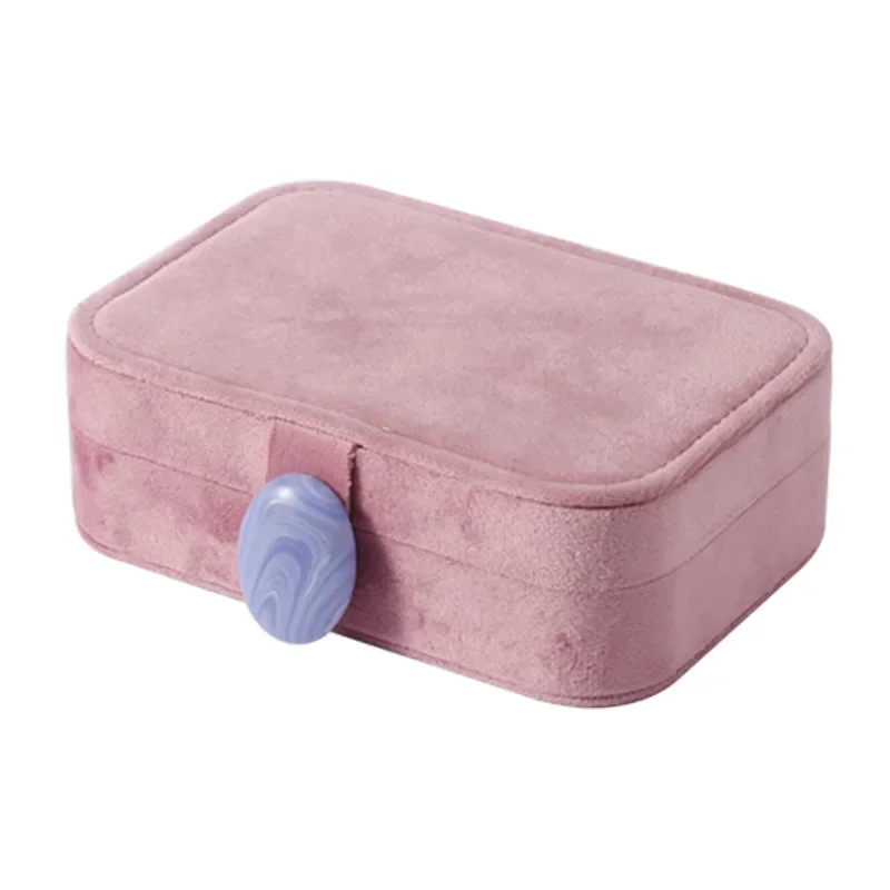 

Natural Stone Velvet Jewelry Box Jewelry Stud Earrings Earrings Portable Necklace Travel Storage Box
