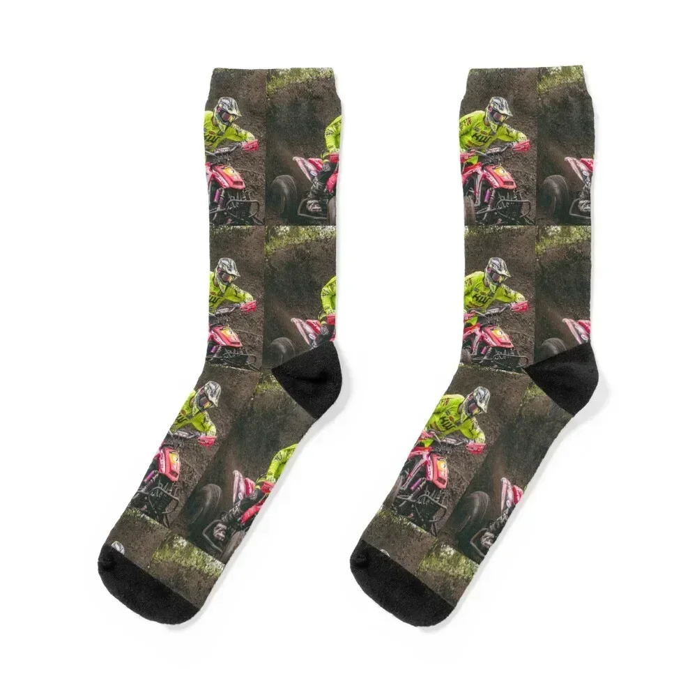 ATV Red Quad in the Mud! 4 Wheel Racing! Socks floral anti-slip Argentina Socks For Girls Men's