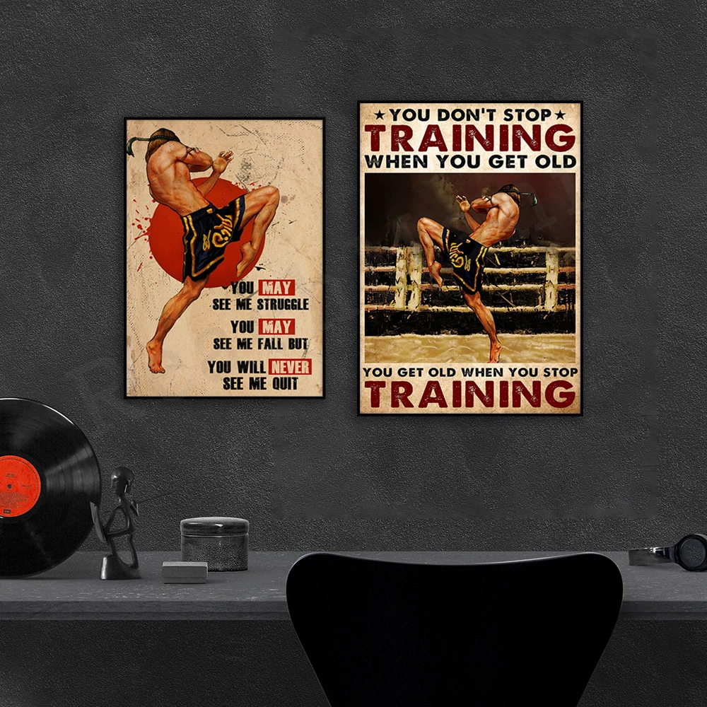 muay thai poster, don't stop training when you're old, muay thai poster you might see my fight poster, home decor