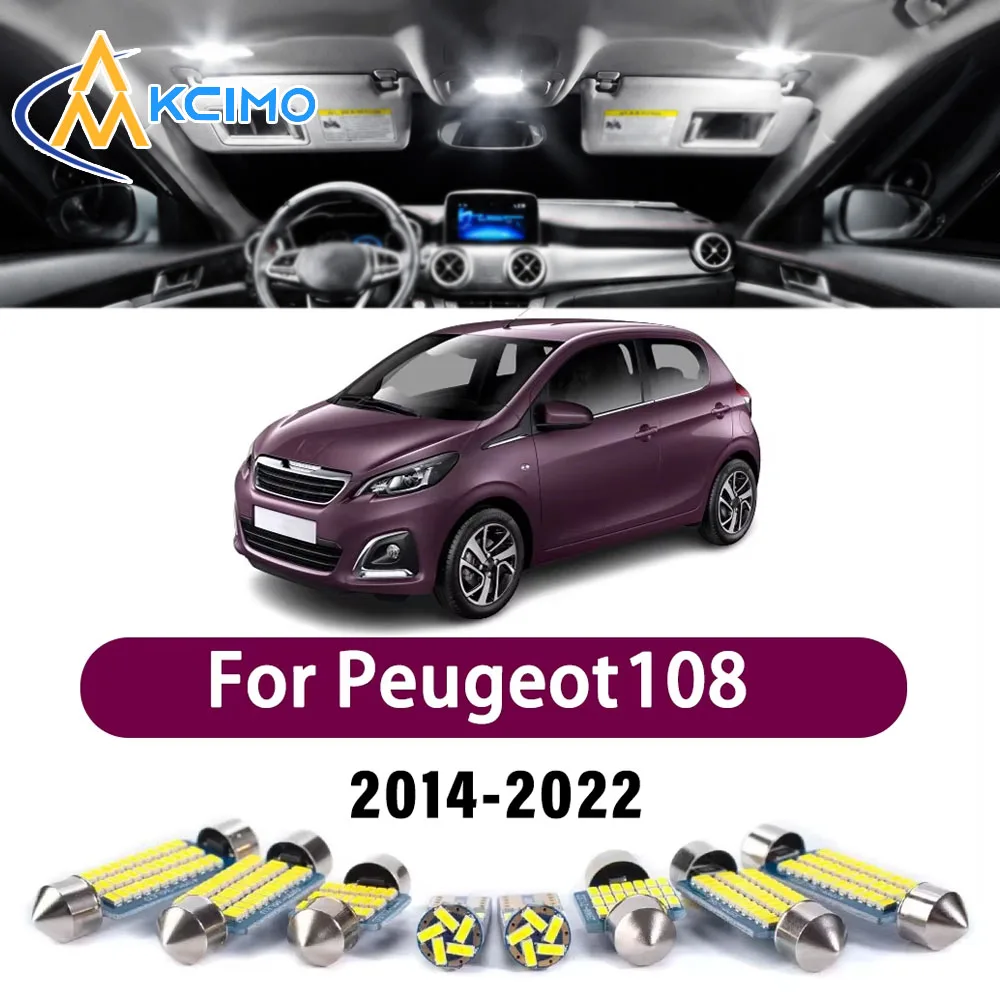 

Error Free LED Interior Light Kit for Peugeot 108 2014-2022 Premium Bright Dome Trunk Mirror Reading Lamps Canbus