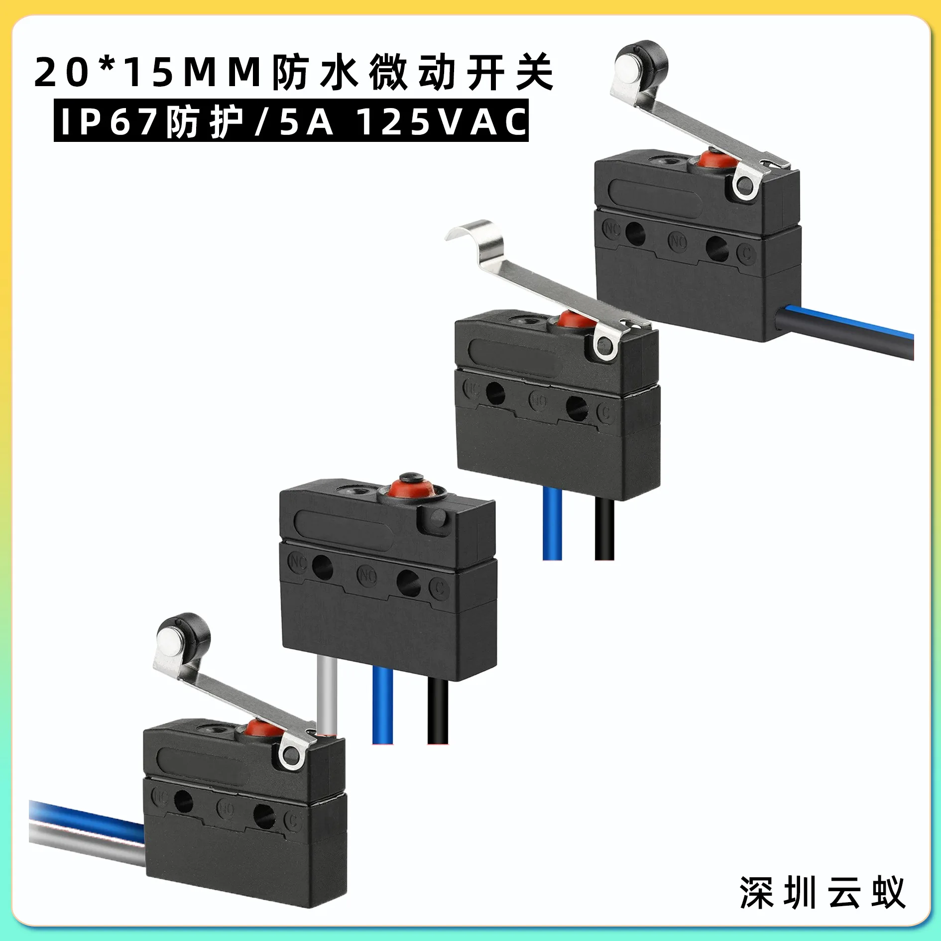 19.8mm Waterproof Micro-Switch With Lead, Lever, Positioning Hole, Normally Open And Normally Closed, 5A Current IP67 Quality