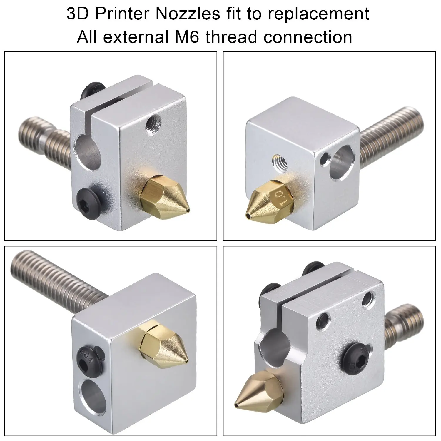 24 Pack 3D Printer Extruder Nozzles Mk8 Nozzle 7 Different Size 0.2 Mm,0.3 Mm,0.4 Mm,0.5 Mm,0.6 Mm,0.8 Mm,1.0 Mm With Clean Box