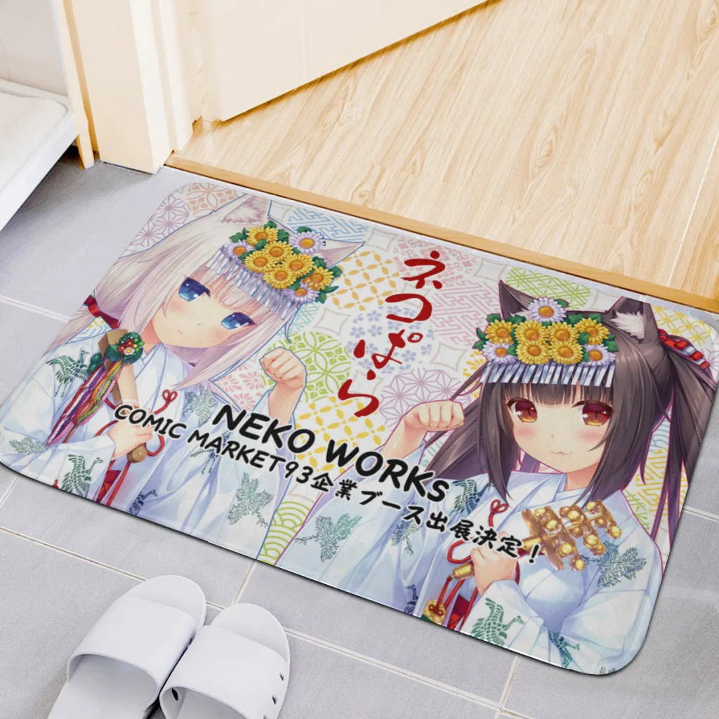 Home Carpet Rug Bathroom Anime Nekoparas Kawaii Cute Mat Retro Multiple Choice Living Room Kitchen Non-Slip