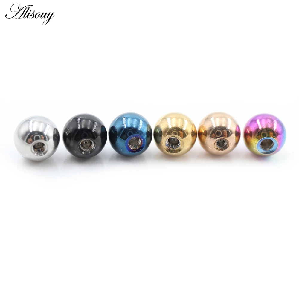 Alisouy 10pcs 14G/16G Stainless Steel Replacement Ball Bead For Lip Eyebrow Tongue Ear Tragus Navel Ring Body Piercing Jewelry