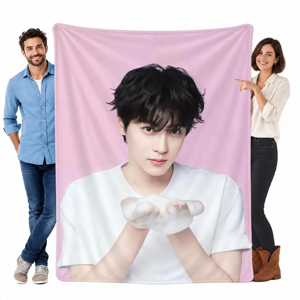 Trending Celebrity Tian Xu-Ning Throw Custom Printed Flannel Fleece Blanket for Sofa Bed Office Travel & Camping