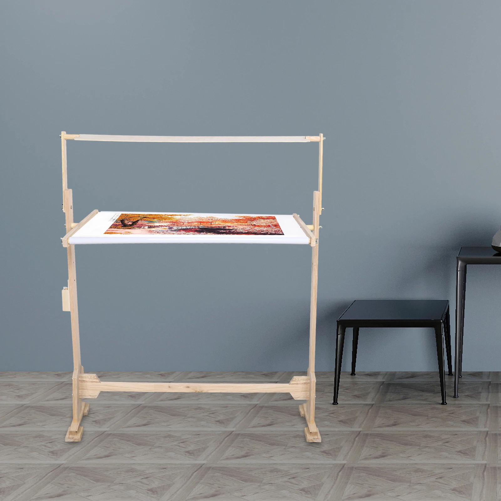 29*15 Inch Needlework Table and Lap Hands-Free Stand with Adjustable Frame Made of Organic Beech Wood Tapestry Cross Stitch