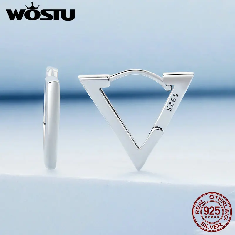 WOSTU 925 sterling zilveren eenvoudige driehoekige oorbellen voor vrouwen Euro eenvoudige geometrische stijl oorclips bruiloft sieraden cadeau