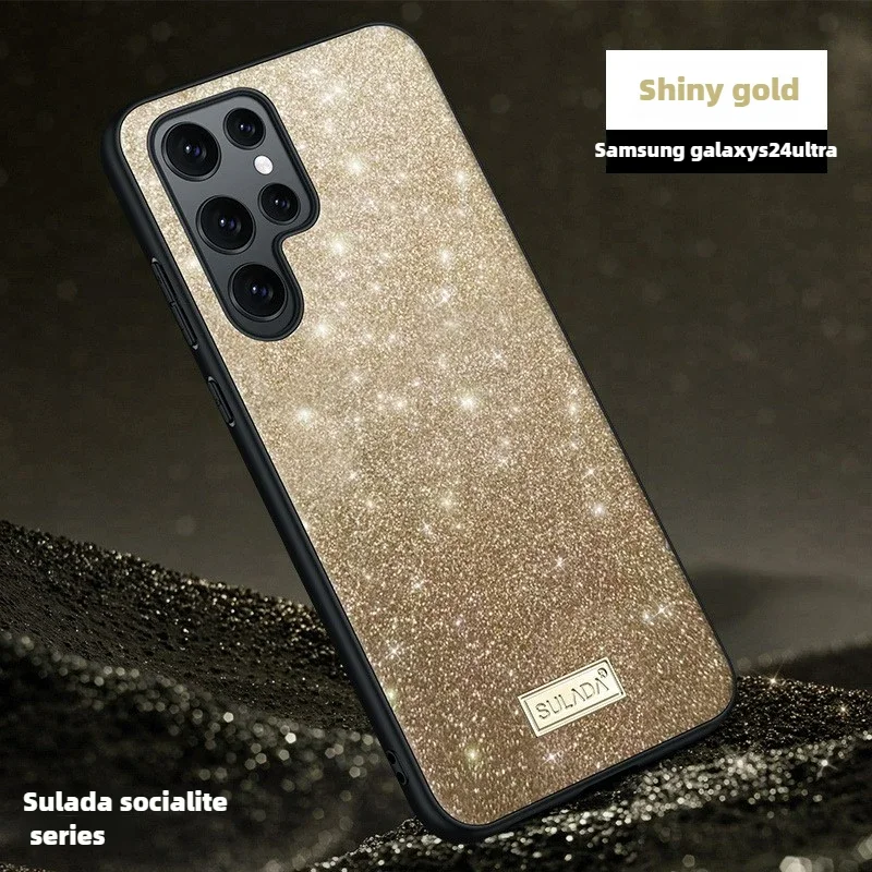 

Luxury Sparkling Glitter Silicone Leather Case for Samsung Galaxy S24 Ultra S23 S22 Plus Anti Fingerprint Protective Back Cover