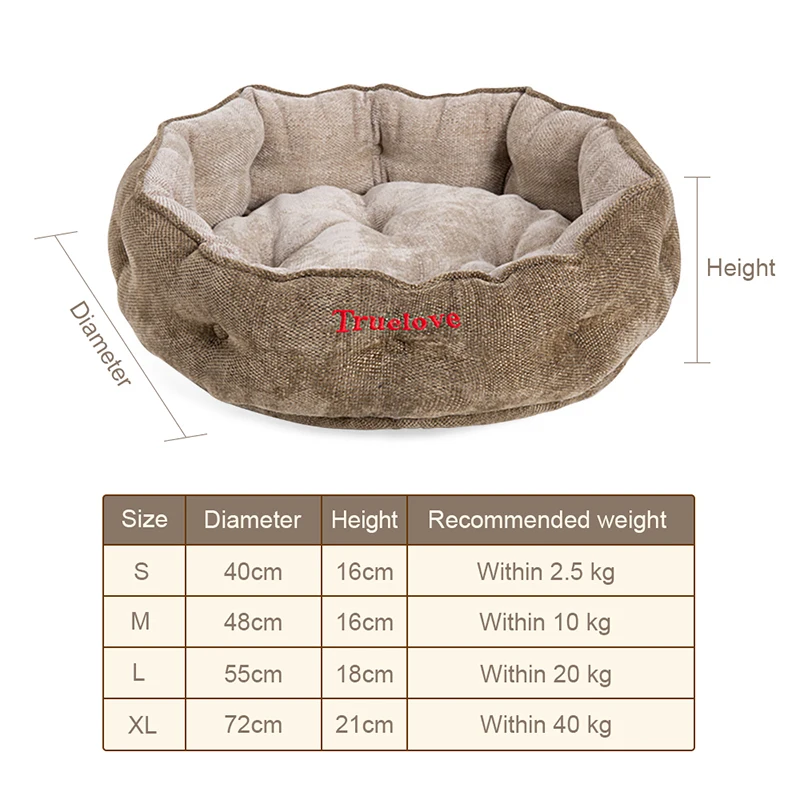 Truelove Pet Sofa Bed Foam Sofa with Removable Washable Cover Waterproof Lining and Nonskid Bottom Couch Dog Bed Cat Bed TLR1902