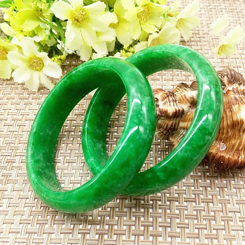 

Natural full color jadeite jade bracelet emerald dry green iron dragon raw woman jade bracelet