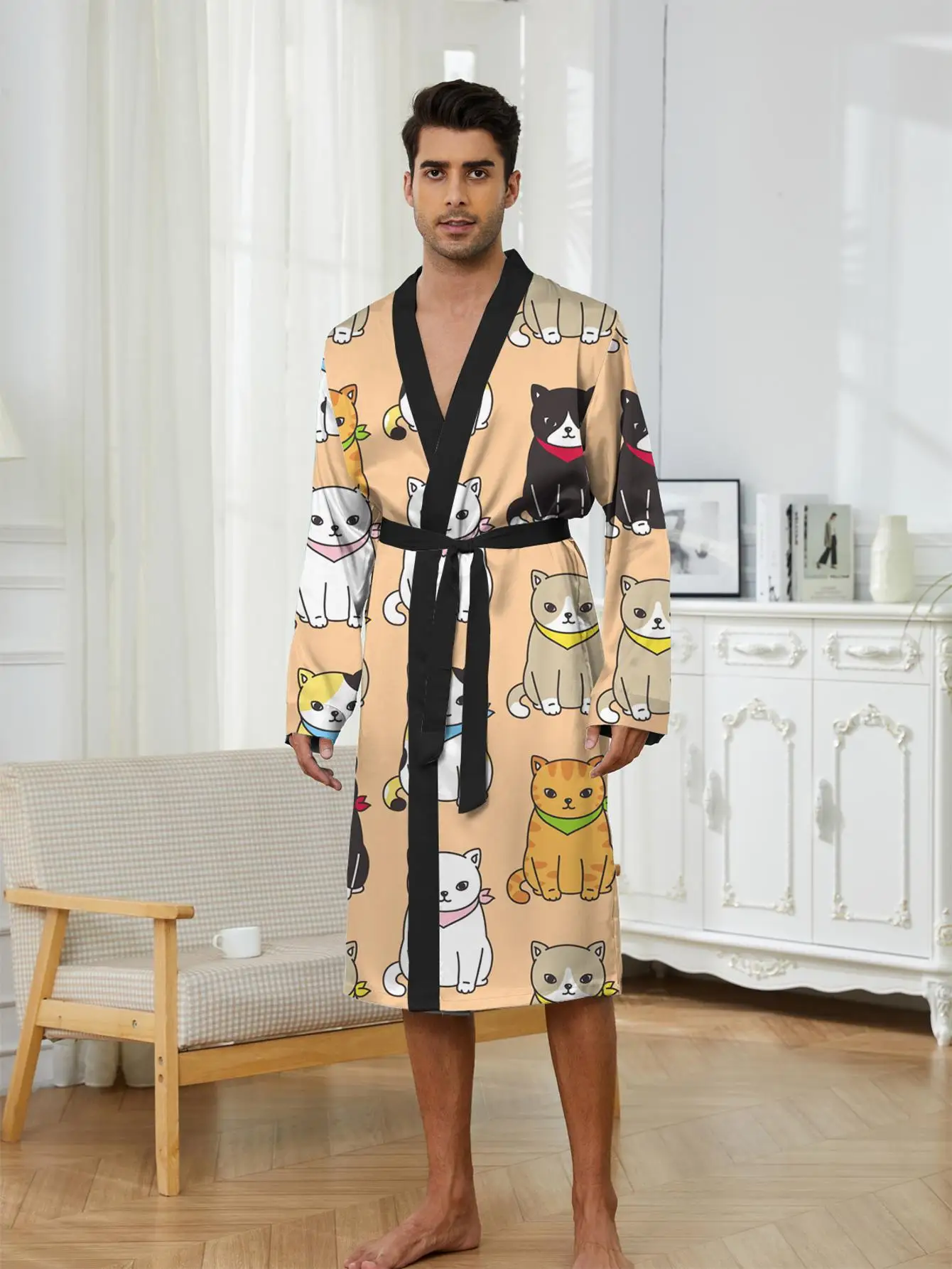 

1pcs Men's Robes 2026 Spring/Summer Bathrobe men 3D Printed Breathable Robes Graphic Robe man Sleepwear Sleepwear