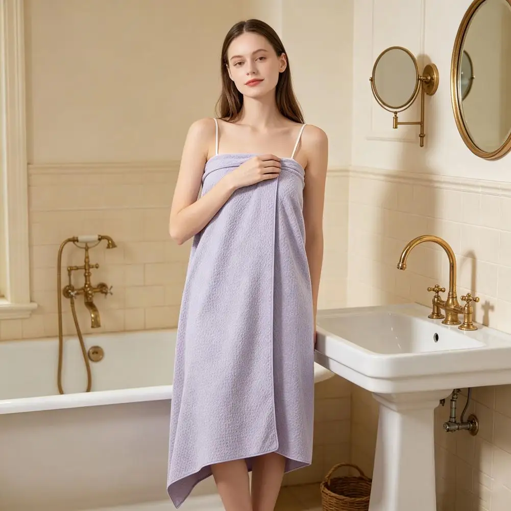 Waffle Bath Towel for Women Men Hotel Style Bathing Cover Up Waffle Microfiber Bath Towel with Button Quick Drying for Shower