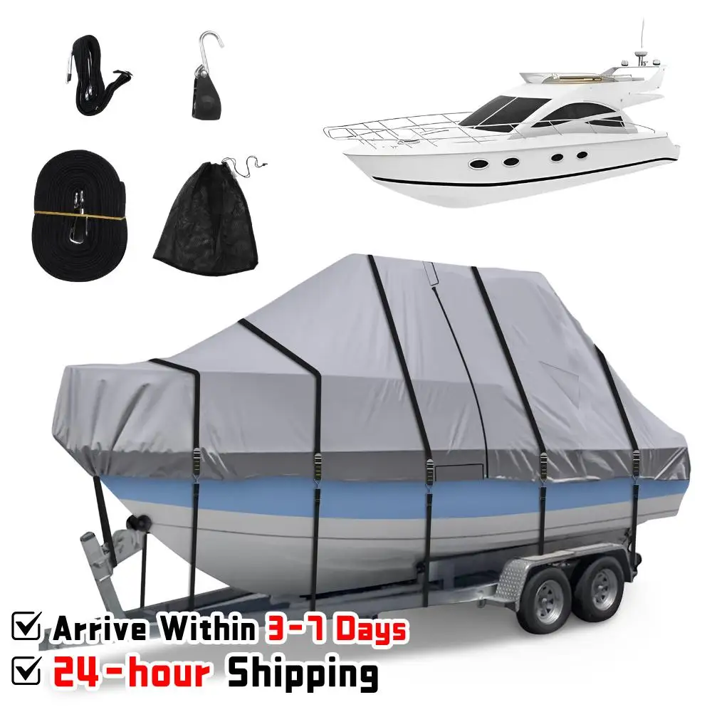 

Защитные чехлы для центральной консоли лодки 1200D с покрытием для двигателя и регулируемой застежкой, 18 ремней для крепления, для защиты крыши