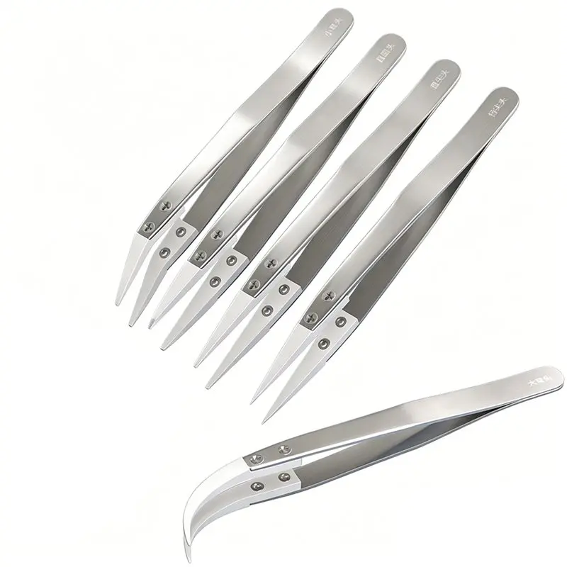 B97A-Stainless Steel -Tipped Tweezers-Replaceable Tips Anti-Static, Heat& Acid Proof Head
