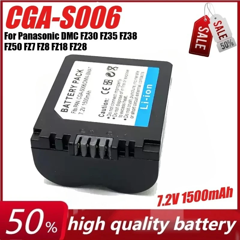 

CGA-S006 CGA S006E S006A BMA7 7,2 В 1500 мАч Аккумулятор для камеры Panasonic DMC FZ30 FZ35 FZ38 FZ50 FZ7 FZ8 FZ18 FZ28 + зарядное устройство USB