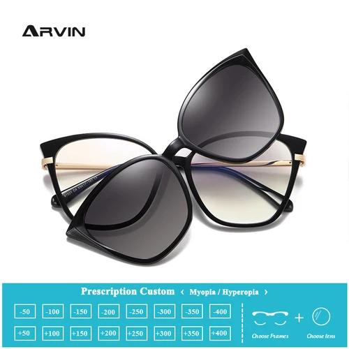 Monturas de gafas de protección contra luz azul, Clip magnético polarizado para mujer, gafas ópticas multifuncionales de moda para lectura y miopía