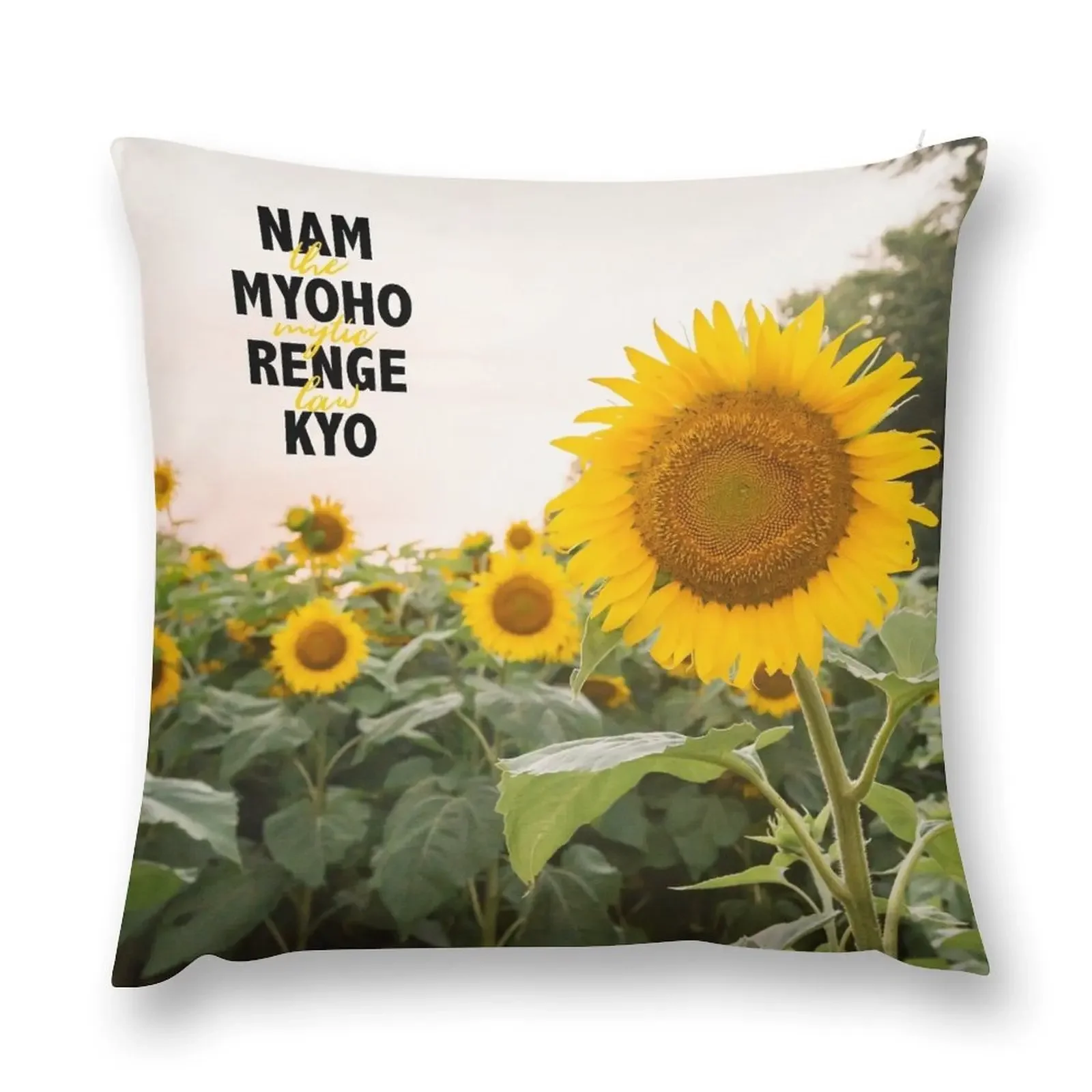 Nam Myoho Renge Kyo Bright Yellow Sunflower Throw Pillow Luxury Cushion Cover Custom Cushion pillow