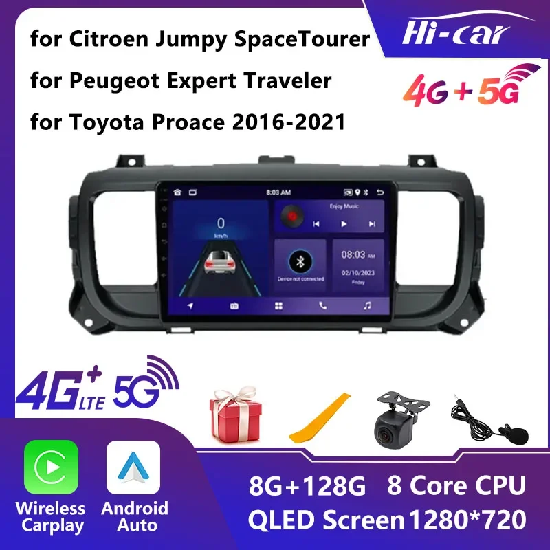 

Car Multimedia Player for Citroen Jumpy SpaceTourer for Peugeot Expert Traveler for Toyota Proace 2016-2021 2 Din Radio Android