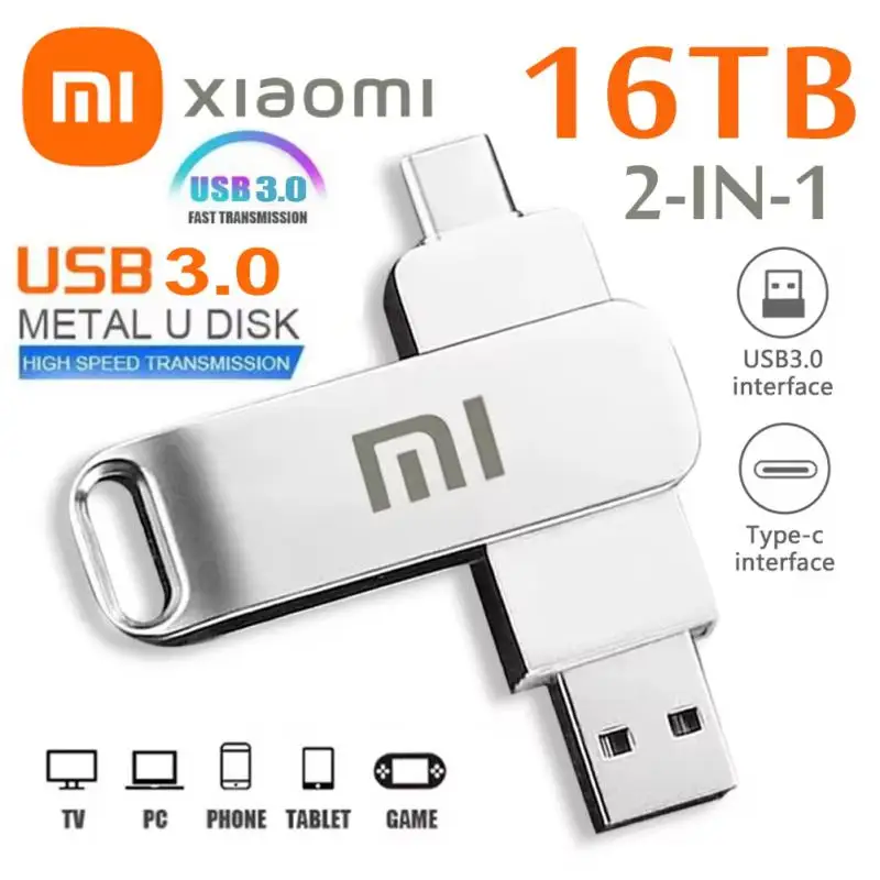 Флэш-накопители Xiaomi U Disk 3,0, 16 Тб, высокоскоростная передача 8 ТБ, интерфейс Type-c, 4 ТБ, портативный Usb-накопитель для мобильных телефонов