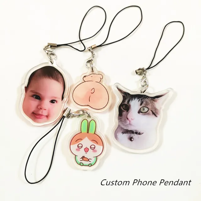 Personalizowany akrylowy breloczek z własnym nadrukiem, kreskówkowa figurka anime, zawieszka do telefonu komórkowego, ozdoba, biżuteria dla kobiet, prezent.