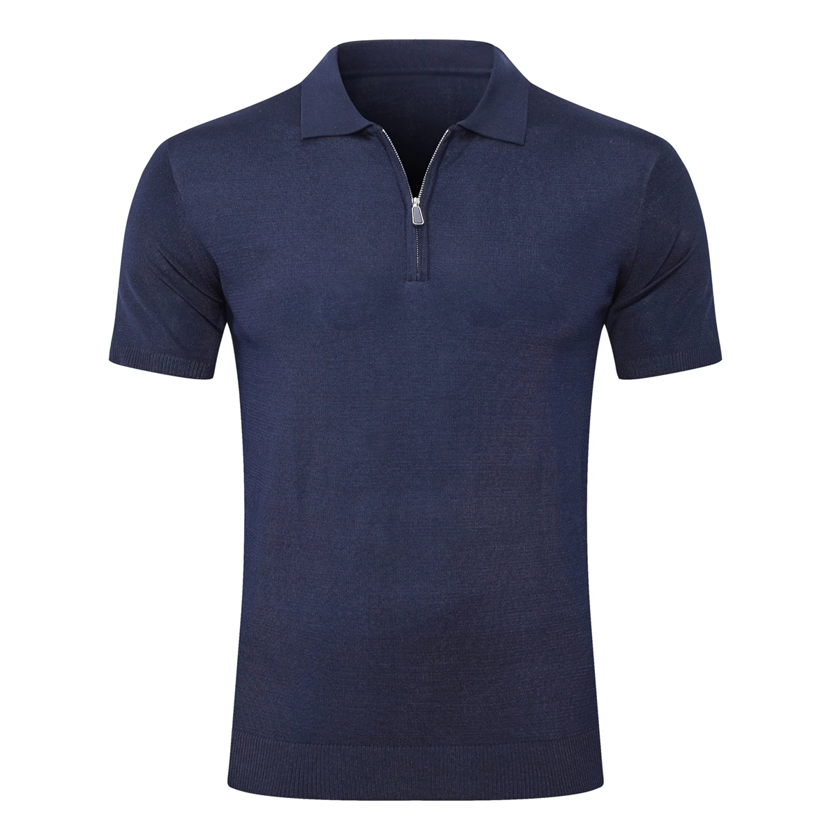 OECHSLI-Camiseta de seda para hombre, Polo fino de manga corta con cremallera, elástica, transpirable, cómoda, talla grande, M-5XL, novedad de 2025