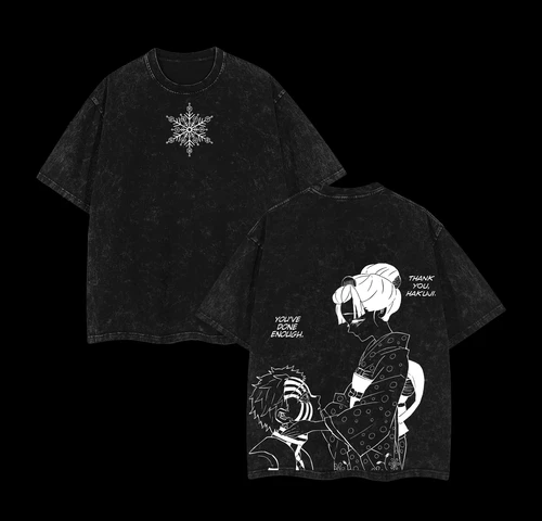 Imagen 2 del producto Camiseta lavada con arco de Anime Akaza Infinity Castle, Camiseta de algodón pesado Y2k de gran tamaño, ropa Harajuku para hombre y mujer, camiseta Vintage