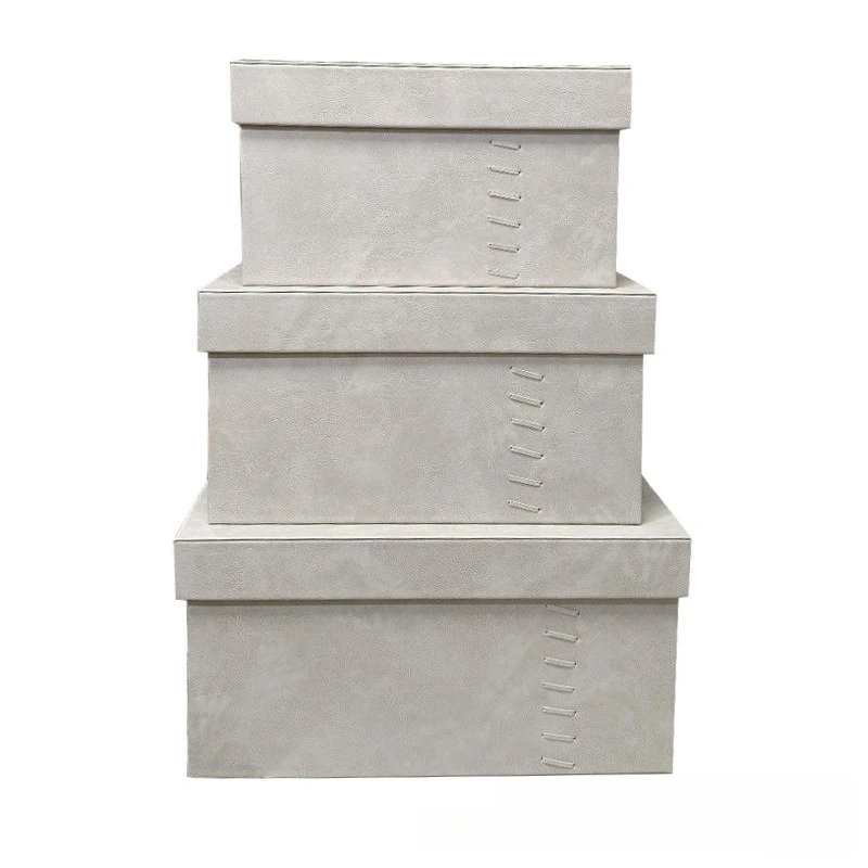 

Light Luxury Leather Storage Box Set Modern Jewelry Storage Box Cloakroom Clothes Organize Bin Living Room Decorative Ornaments