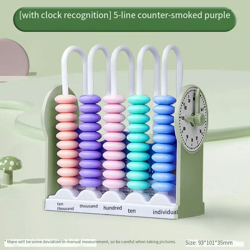 Five-row Counter Math Manipulative for First Grade Students Learning Abacus Clock Addition Subtraction Educational Teaching Tool