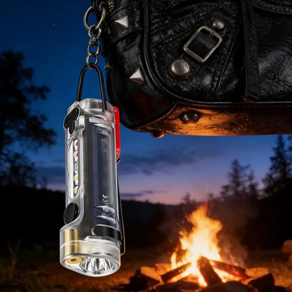 For Mini Keychain Flashlight Camping Lantern 400 Lumen For Mini EDC Light Rechargeable Keychain Torch For Outdoor