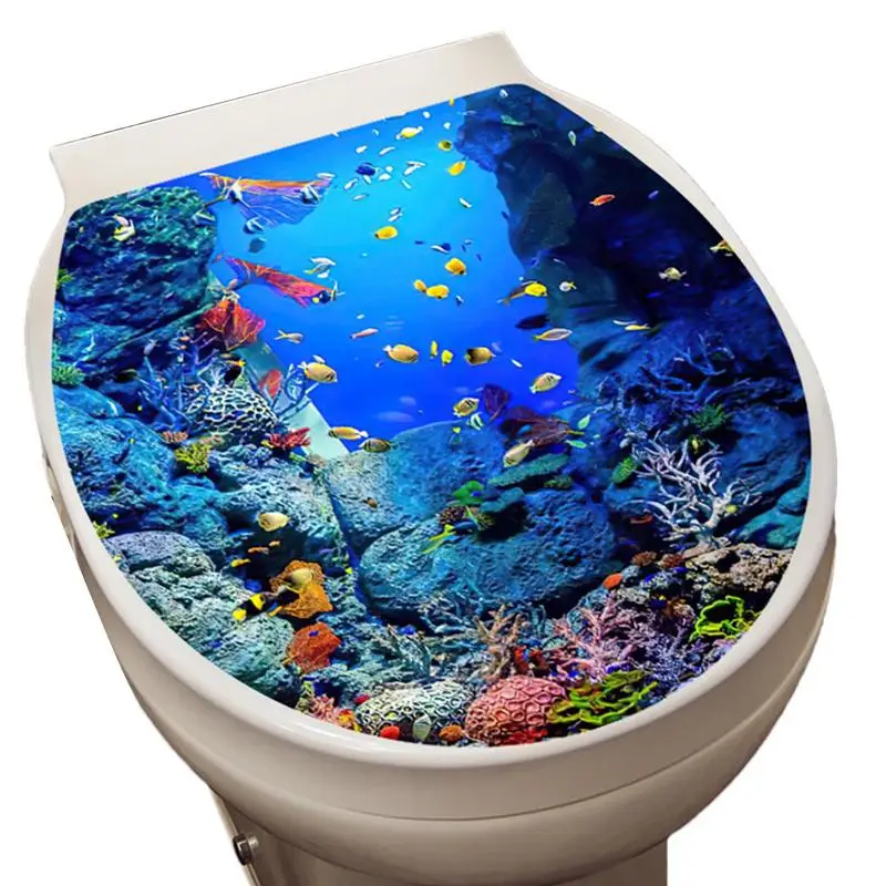 Stiker dinding Toilet dapat dilepas tema laut stiker dinding & mural merekat sendiri stiker Toilet stiker Toilet untuk permukaan yang halus