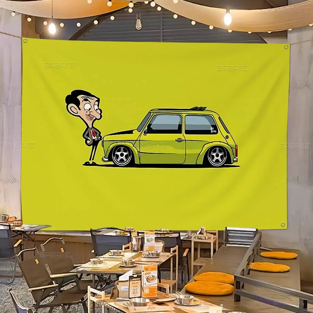 Mr Beans Cartoon Funny Retro Flags Multiple Choice Living Studio Booth Interior Decoration Banner